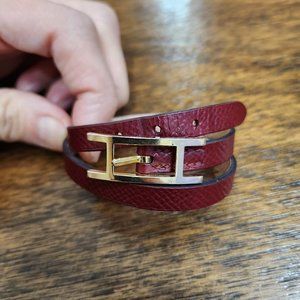 Hermes Behapi Double Tour Rouge Grenat Rose GHW T1 (14.5 cm)